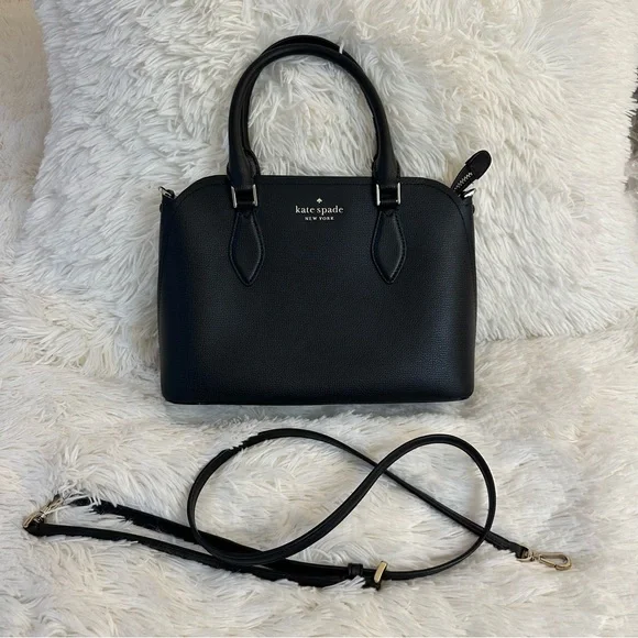 Kate Spade Darcy Small Black Leather Satchel Bag - Picture 6 of 15